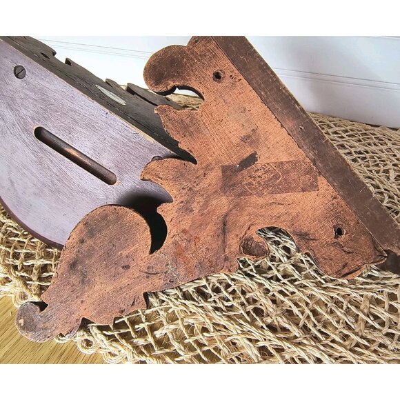 MCM Syroco Wood Wall Shelves w/ Plate Groove, SET/2 Composite Wood, Mahogany Red - Picture 6 of 10